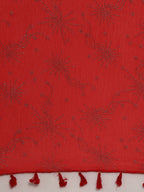 Souchii Red & Gold Printed Dupatta with Tassels - Distacart