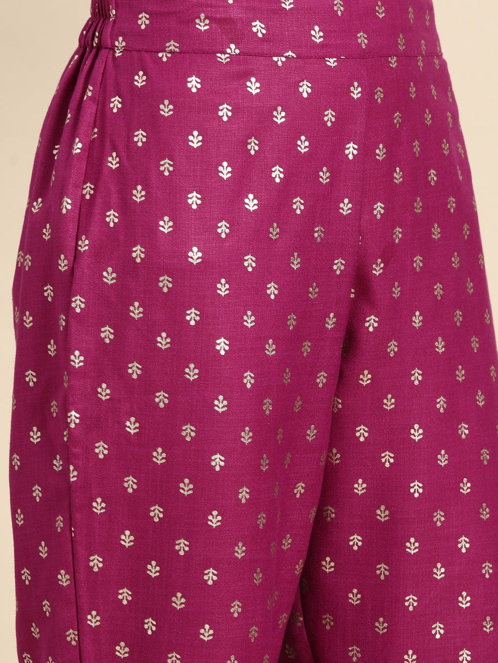 Sangria Ethnic Motifs Printed Gotta Patti Pure Cotton Kurta with Trousers & Dupatta