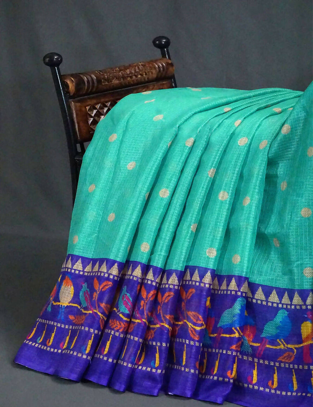Sea Green Colored with Buttes Semi Silk Kota Saree By Gayathri Reddy Designer Studio