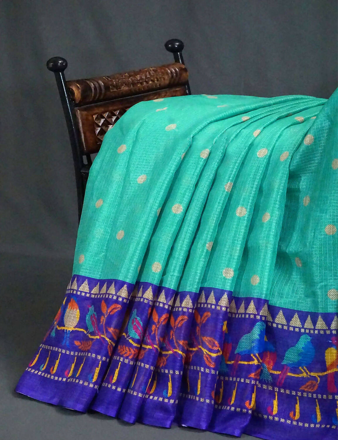 Sea Green Colored with Buttes Semi Silk Kota Saree By Gayathri Reddy Designer Studio