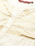 Sangria Women Off-White & Golden Yoke Design Kurta with Trousers