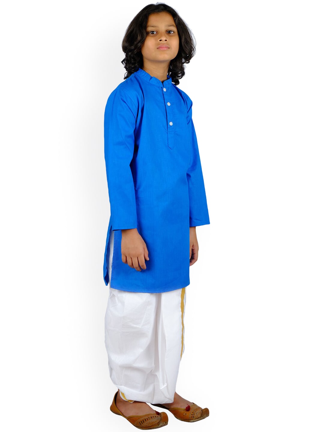 Sethukrishna Boys Blue Pure Cotton Kurta with Dhoti Pants