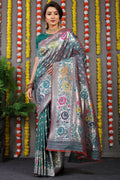 Jyoti Fashion Women's Bottle Green Banarasi Silk Zari Woven Saree with Blouse