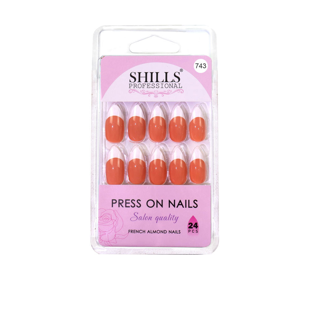 shills professional reusable press on nails french almond spn743