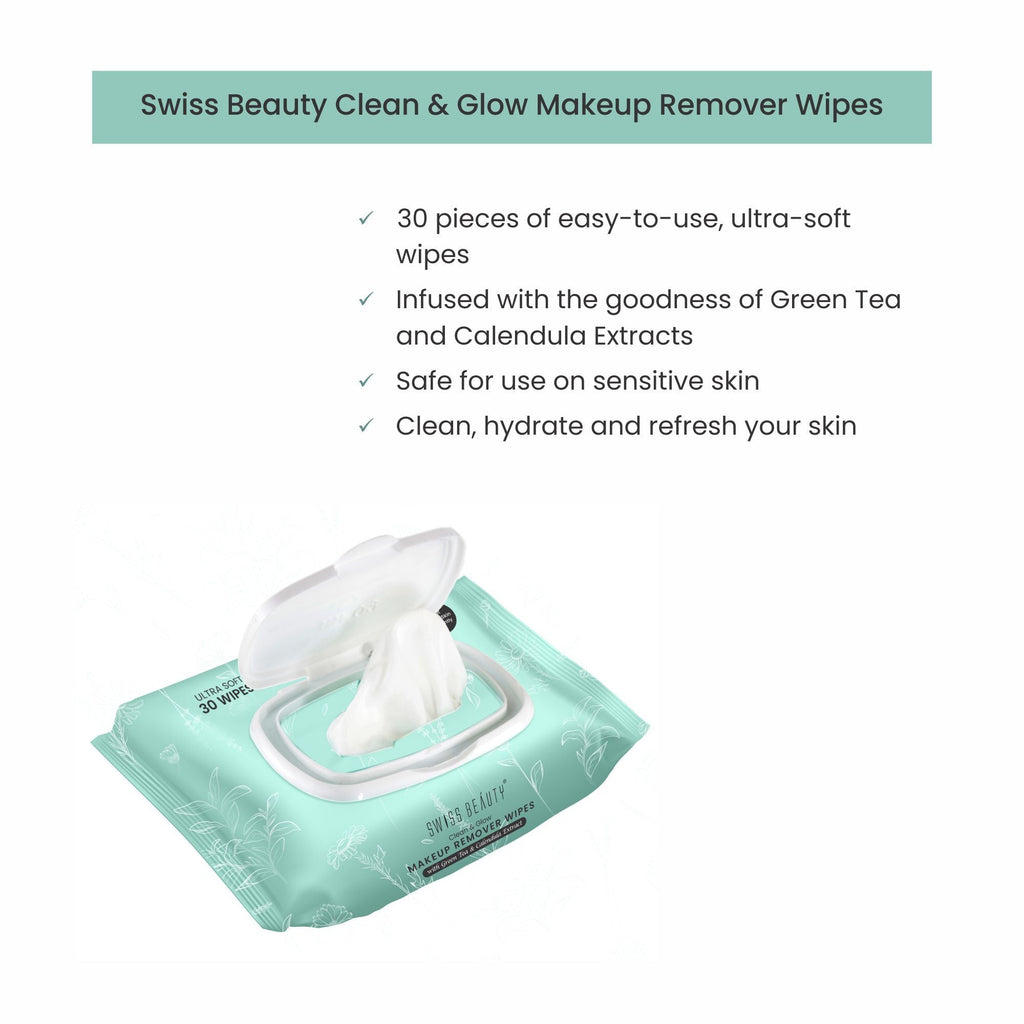 Swiss Beauty Clean And Glow Makeup Remover Wipes - Distacart