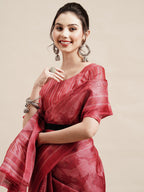Saree Mall Red & White Ethnic Motifs Art Silk Saree - Distacart