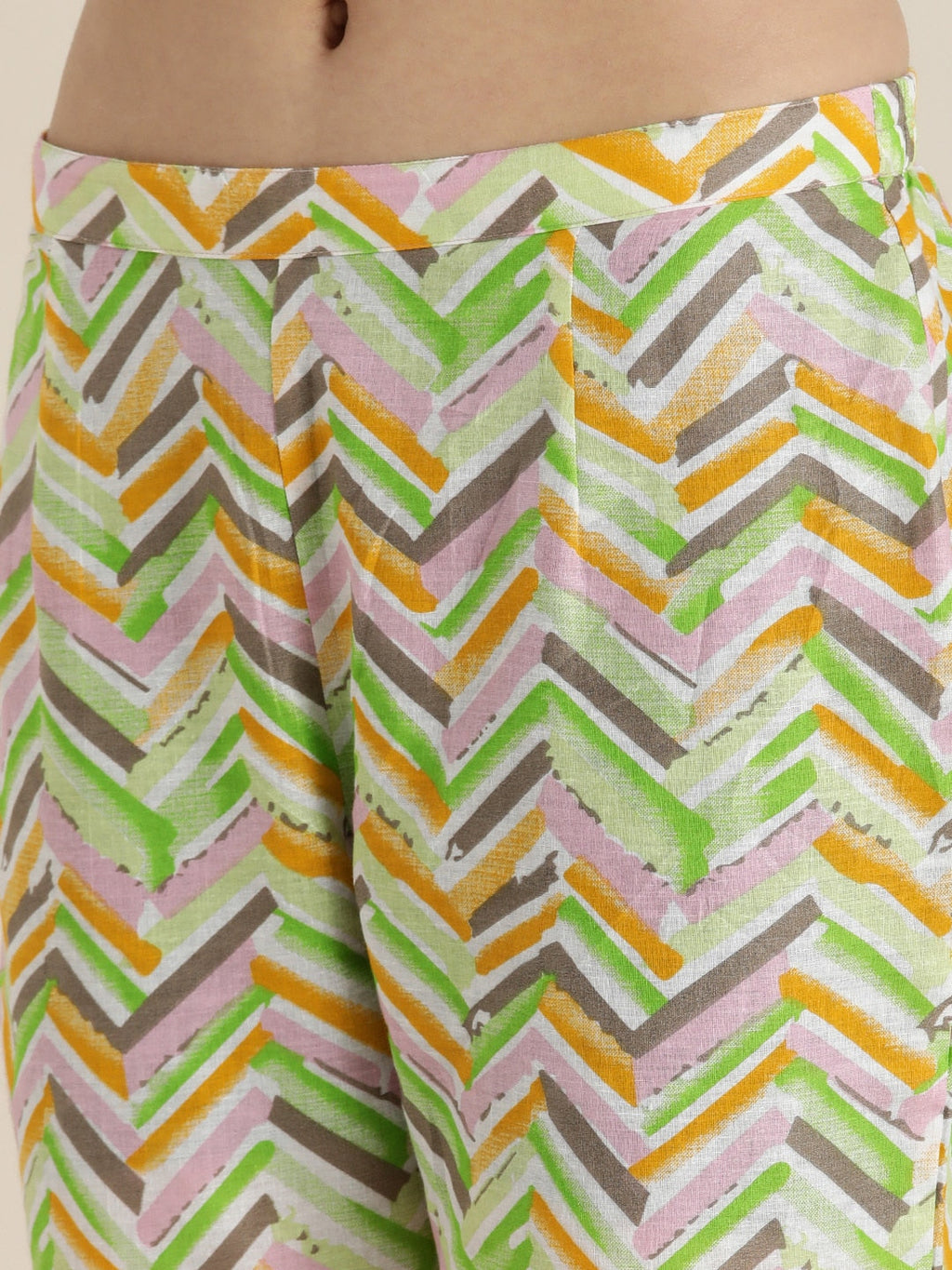 Sangria Women Pink & Yellow Ethnic Motifs Printed Cotton Kurta with Trousers & Dupatta