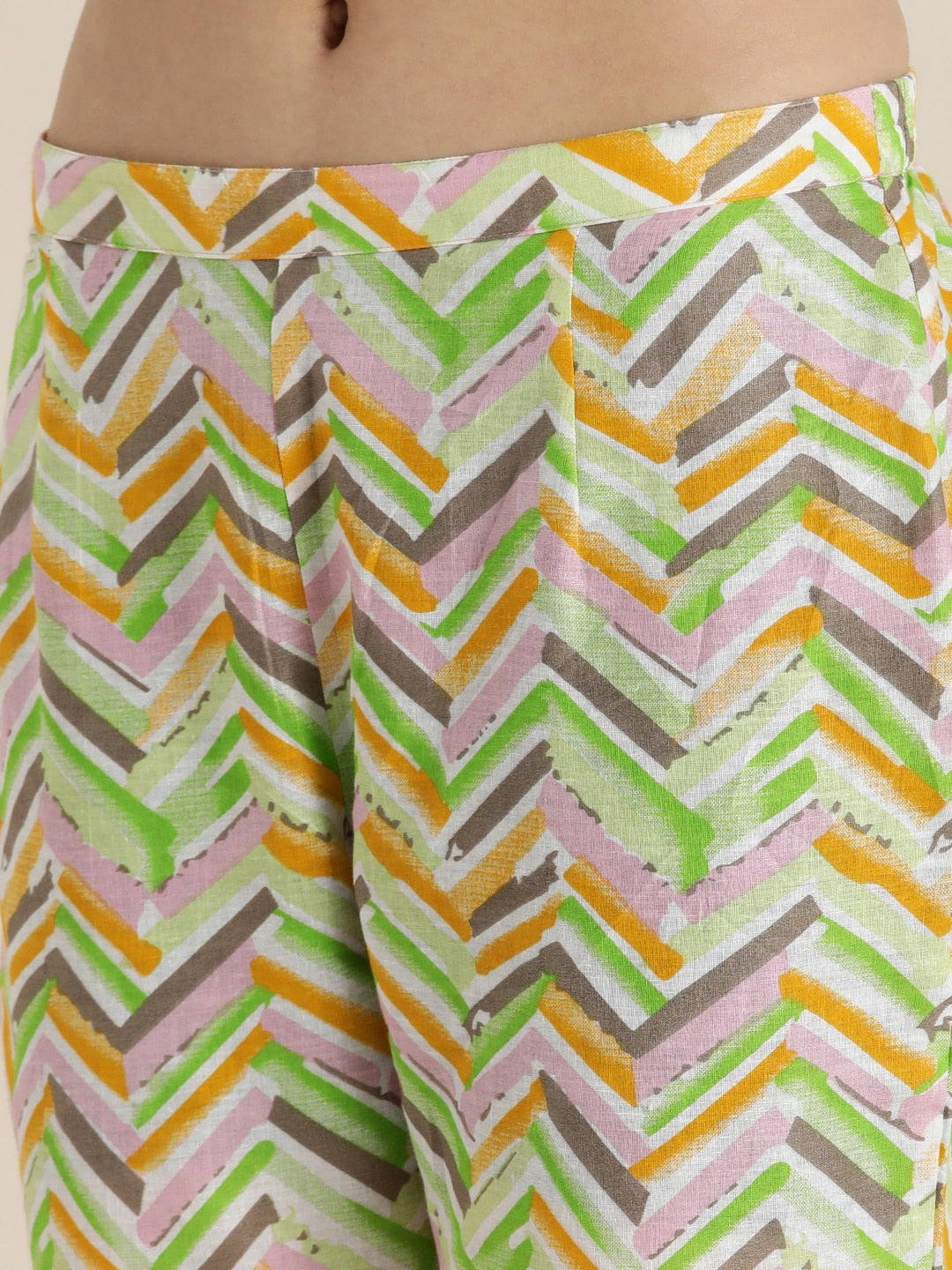 Sangria Women Pink & Yellow Ethnic Motifs Printed Cotton Kurta with Trousers & Dupatta
