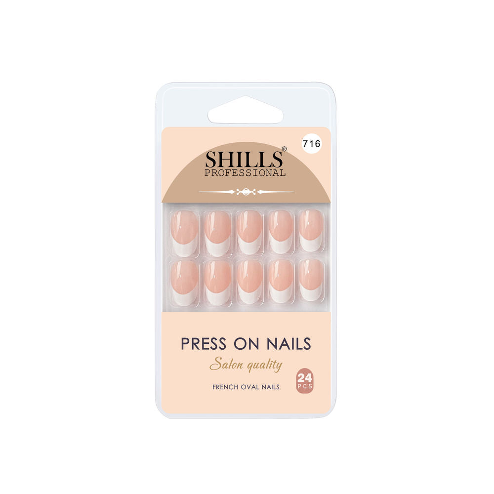 Shills Professional Reusable Press On Nails French Oval - SPN716