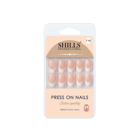 Shills Professional Reusable Press On Nails French Oval - SPN716