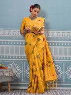 Shree Shyam Fashion Yellow Silk Saree - Distacart