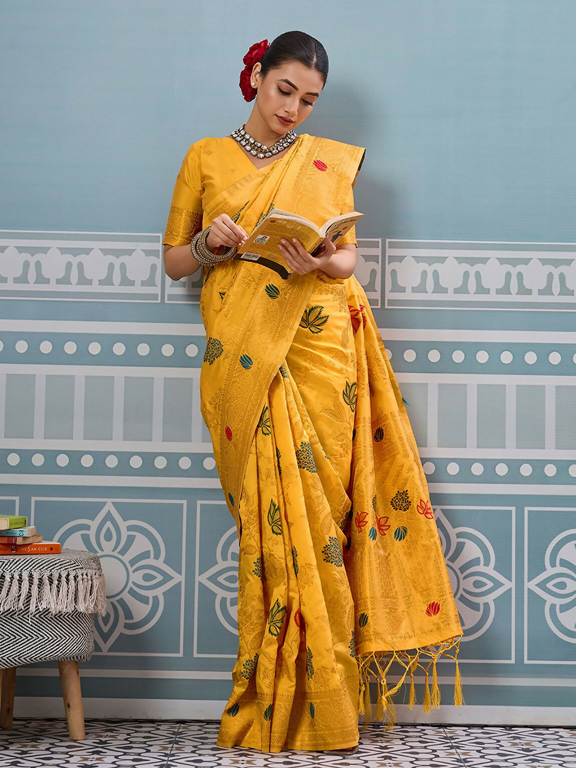 Shree Shyam Fashion Yellow Silk Saree - Distacart