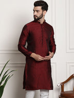 Sojanya Men Maroon Printed Straight Kurta