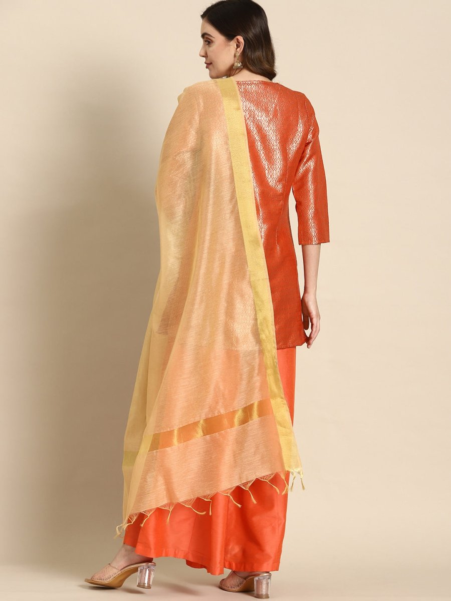 All About You Women Woven Design Regular Kurta with Palazzos & Dupatta