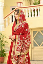 Teeya Creation Red Color Faux Georgette Wedding Wear Embroidery Work Long Gown - Distacart