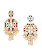 Shoshaa Maroon Contemporary Gold-Plated Kundan Drop Earrings With Jhumkas Earrings Sets - Distacart