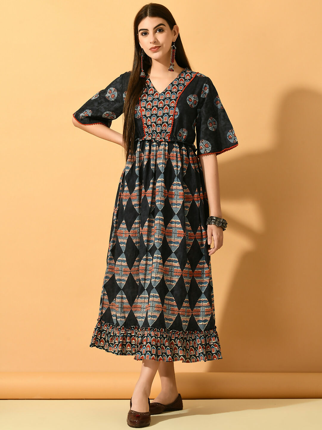 Myshka Women's Multi Fit and Flare Party Dress - Distacart