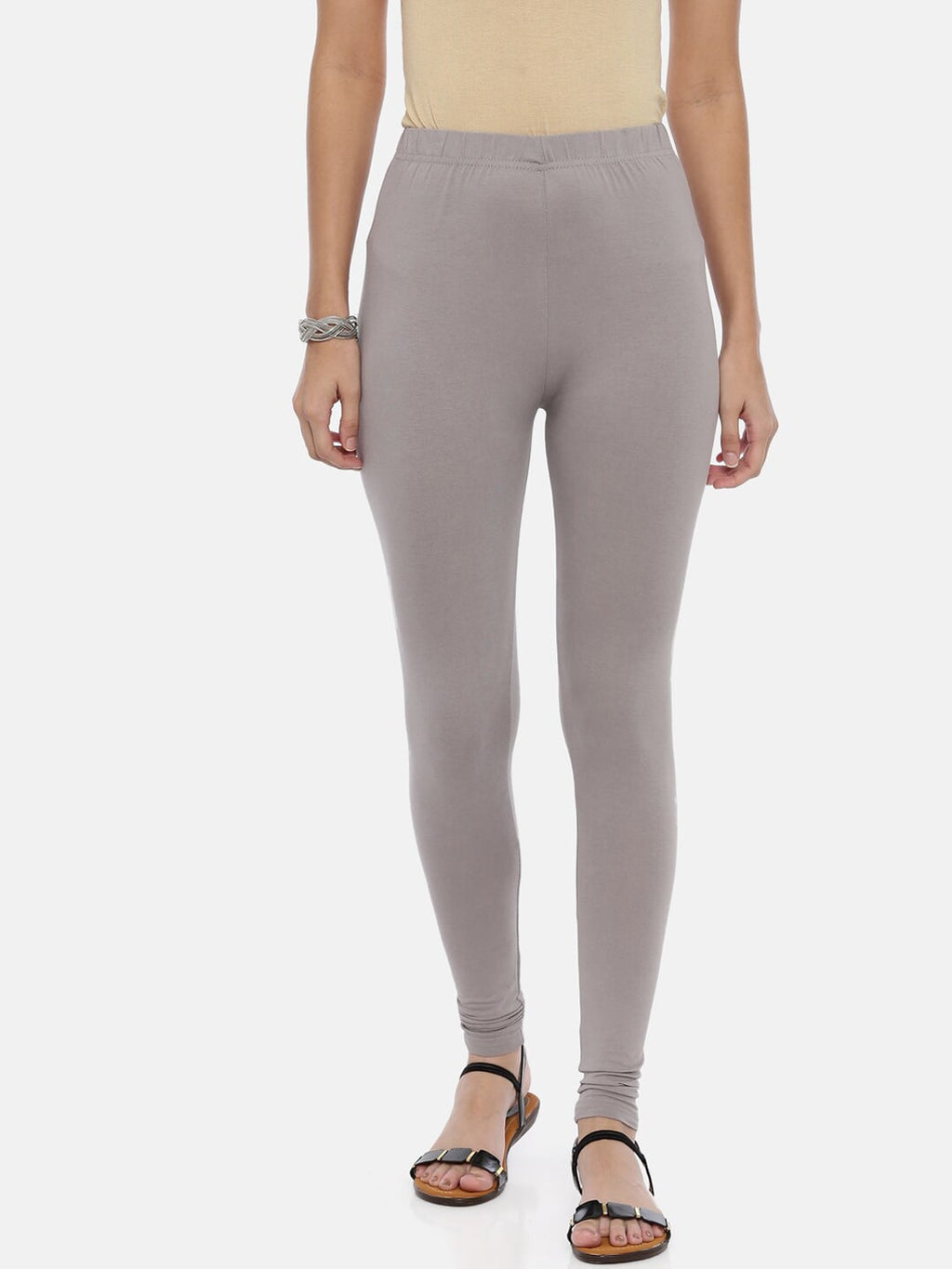Souchii Women Grey Solid Slim-Fit Churidar-Length Leggings - Distacart