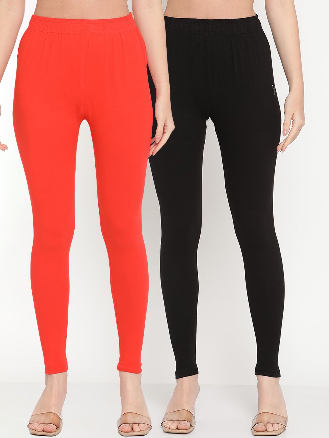 TAG 7 Women Pack of 2 Solid Ankle Length Leggings