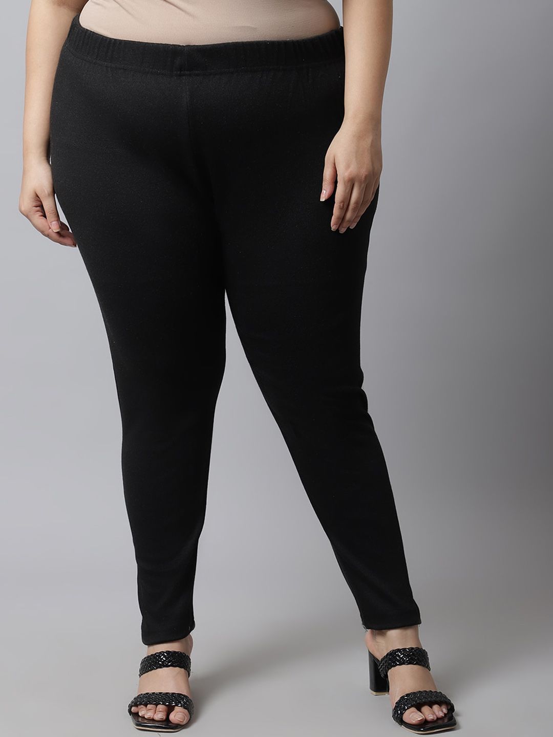 TAG 7 Women Pack Of 2 Plus Size Maroon & Black Solid Ankle-Length Leggings