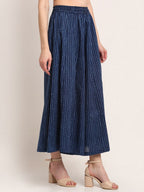 TAG 7 Women Navy Blue Indigo Floral Print Flared Palazzo