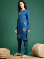Sangria Ethnic Motifs Printed Regular Kurta With Trousers