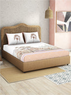 SPACES Kalakari Haath White Ethnic Motifs Cotton 210 TC King Bedsheet & 2 Pillow Covers
