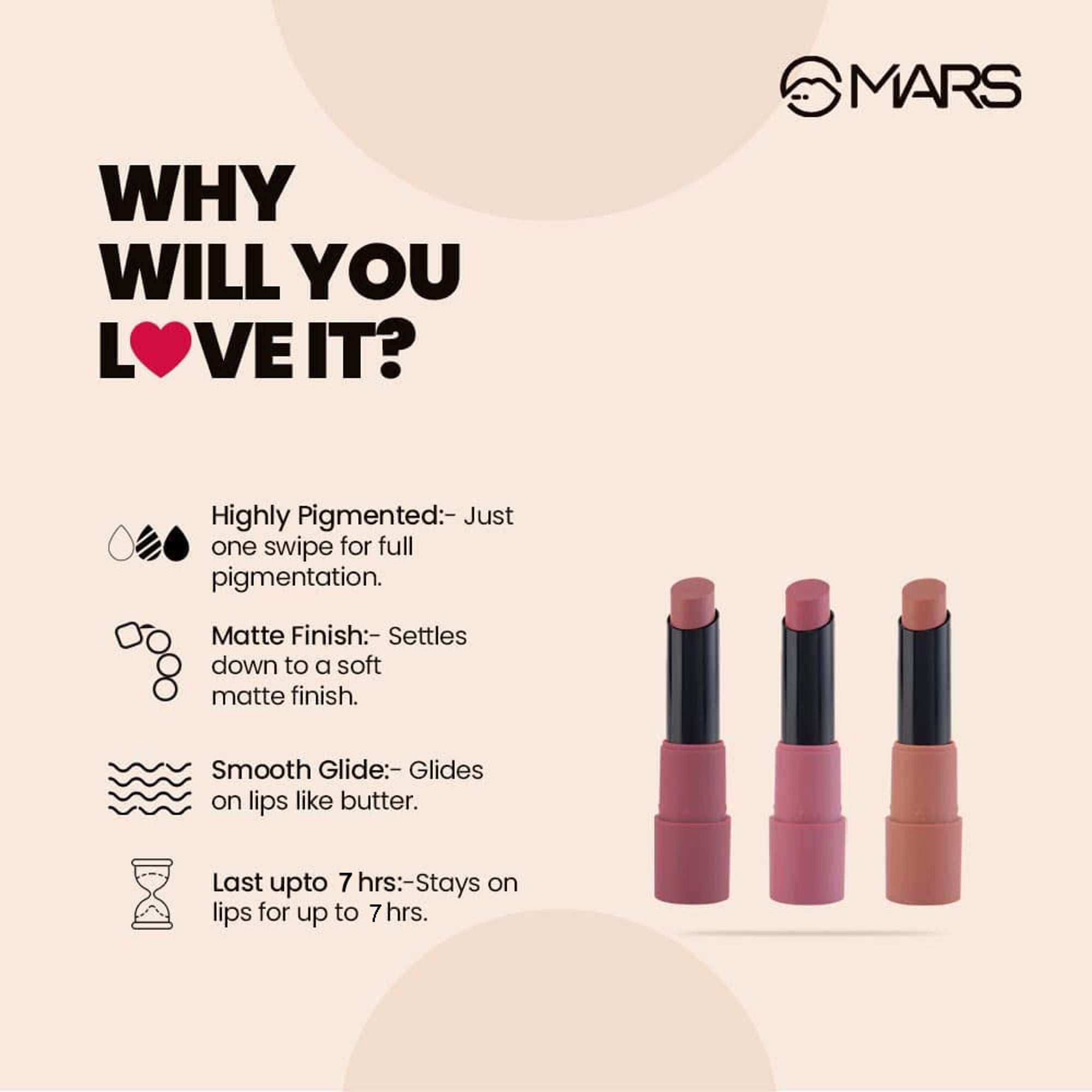 MARS Cosmetics Matte Lipsticks Box - 02 Peaches and Nudes