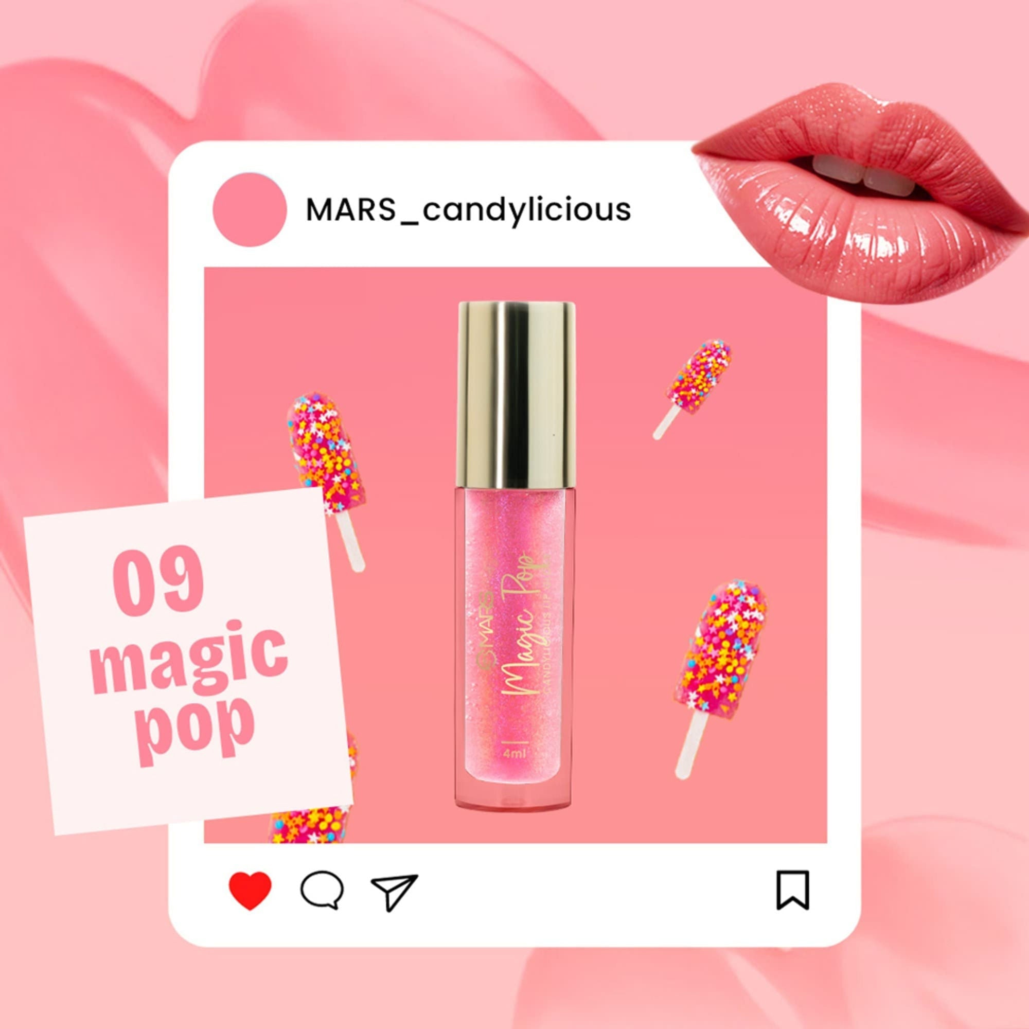 MARS Cosmetics Candylicious Colored Lip Gloss - Magic Pop - Distacart