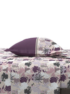 MYTRIDENT Mauve White Floral Cotton 144 TC Queen Bedsheet With 2 Pillow Covers - Distacart
