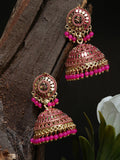 Gold-Plated Alloy Designer Brass Jhumki Earrings - The Pari - Distacart