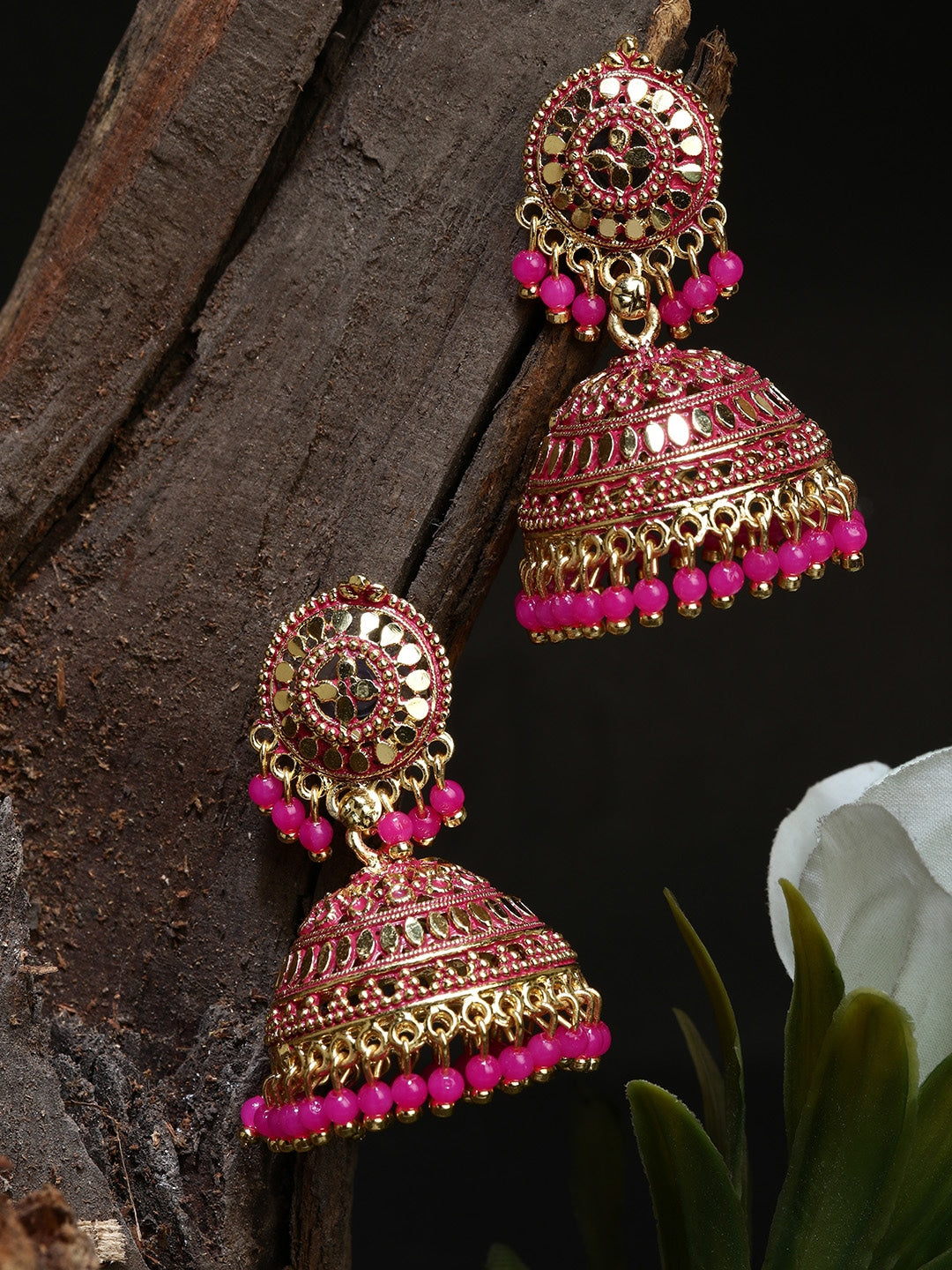 Gold-Plated Alloy Designer Brass Jhumki Earrings - The Pari - Distacart