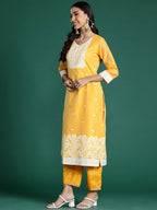Indo Era Woven Design Jacquard Chanderi Silk Kurta With Trousers & Dupatta - Distacart