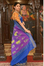 Very Much Indian Handloom Pure Cotton Paithani Swan Pallu-Marine Blue - Distacart
