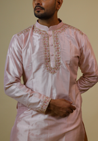 Light Coral Embroidered Collar Designer Kurta by Hilo Design