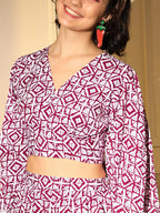 Pink Crepe Digital Printed Top With Matching Trouser - Shivani
