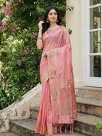 Shree Shyam Fashion Pink Linen Cotton Saree - Distacart