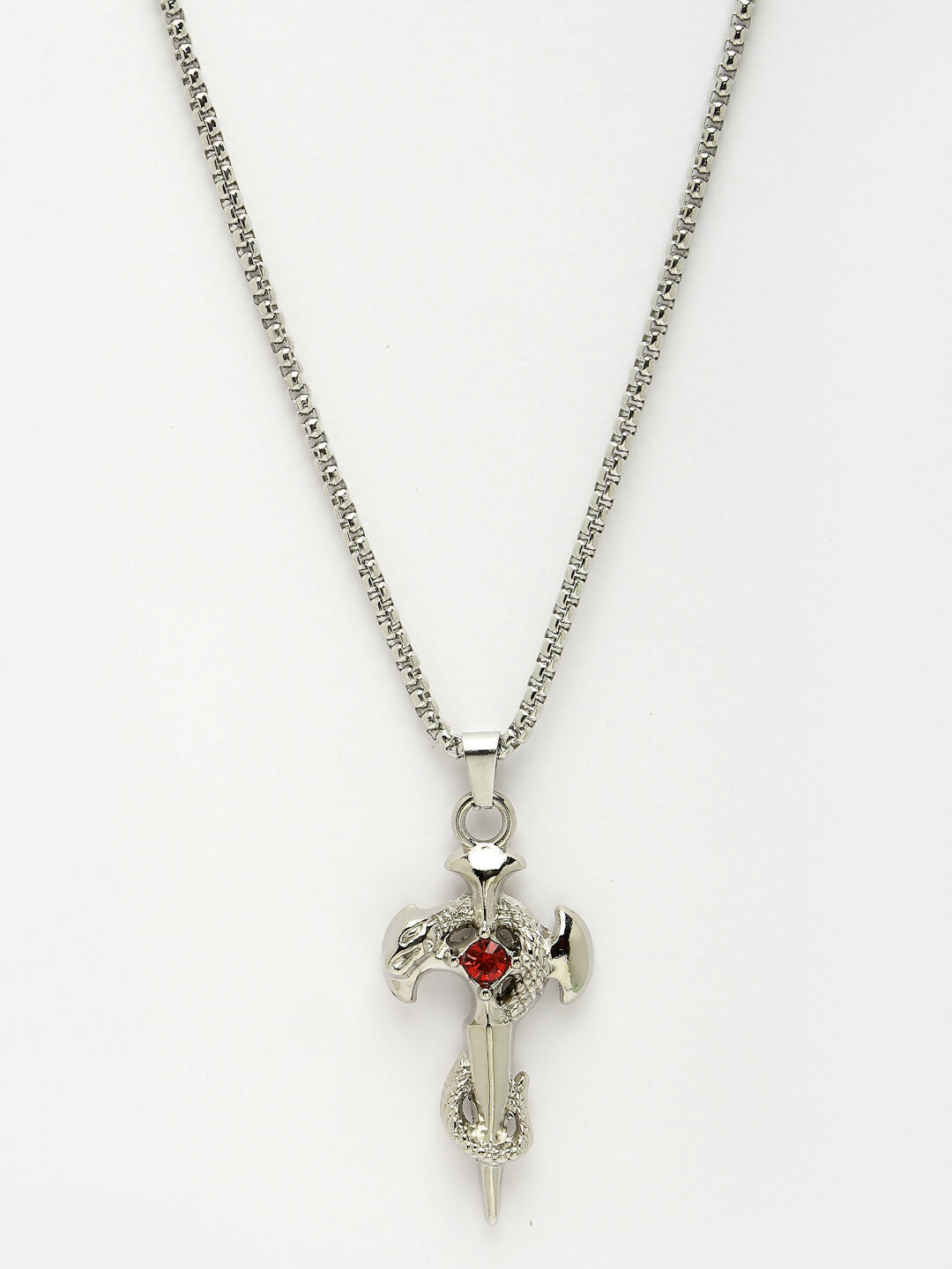 NVR Men's Silver-Plated Stainless Steel Pendant with Chain