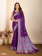 Purple Soft Silk Woven Meenakari Designer Saree - Vedanti