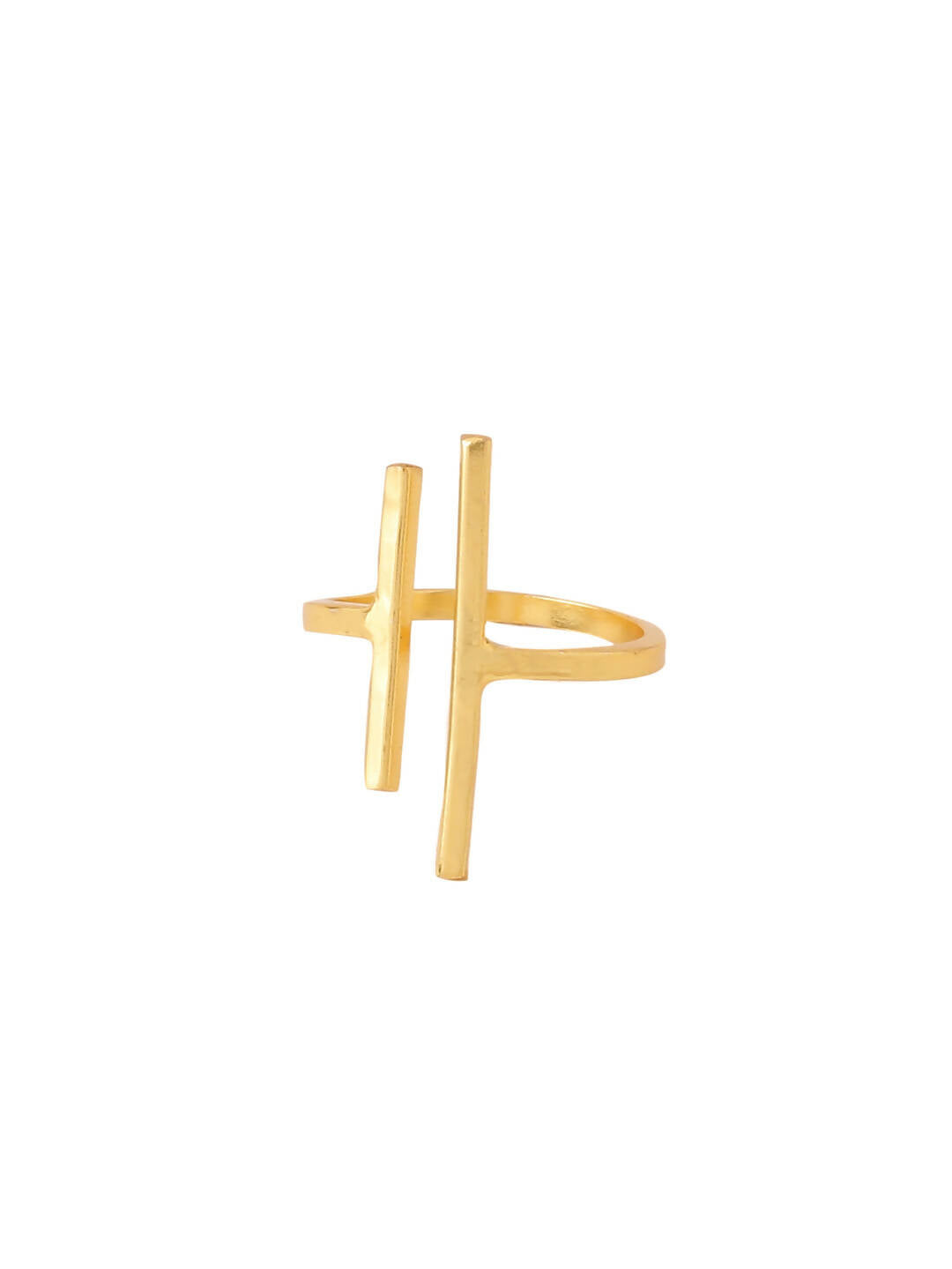 NVR Women's Western Gold-Polished Ajustable Finger Ring