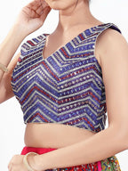 Joban Fashion Purple Silk Padded Blouse With V Neck Sleeveless - Distacart