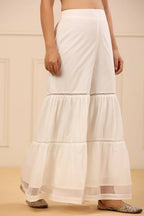 Juniper Women's White Cambric Tiered Sharara - Distacart