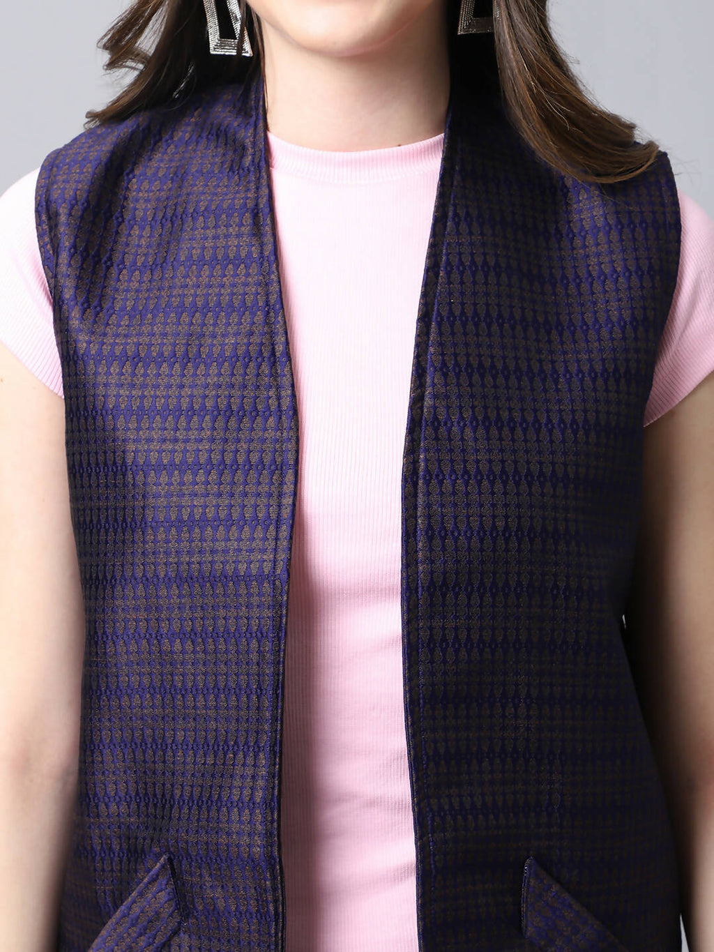 Even Apparels Navy Bansari Silk Open Front Women's Long Coat - Distacart