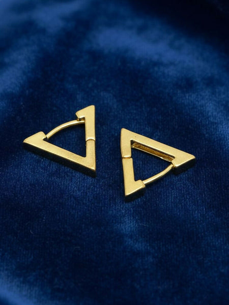 NVR Men's Gold Plated Geomatric Shaped Stud Earrings