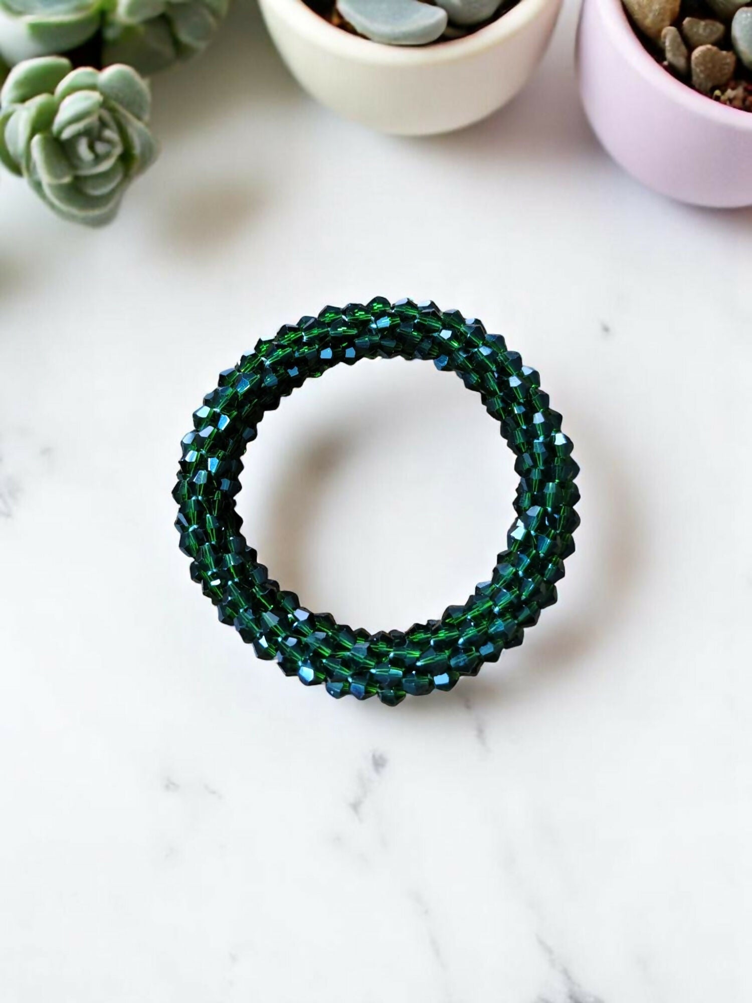 Inhanns Unisex Crystal Bloom – Adjustable Crystal Bead Bracelets - Green - Distacart