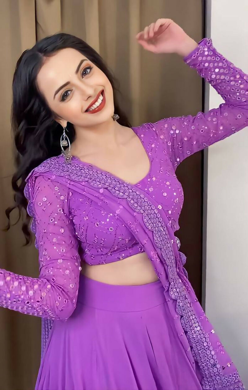 Jyoti Fashion Beautiful Lavender Sequence with Thread Embroidery work Faux Georgette Lehenga Choli with Dupatta