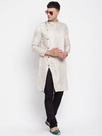 Even Apparels Beige Rayon Men's Sherwani Kurta With Asymetrical Cut - Distacart