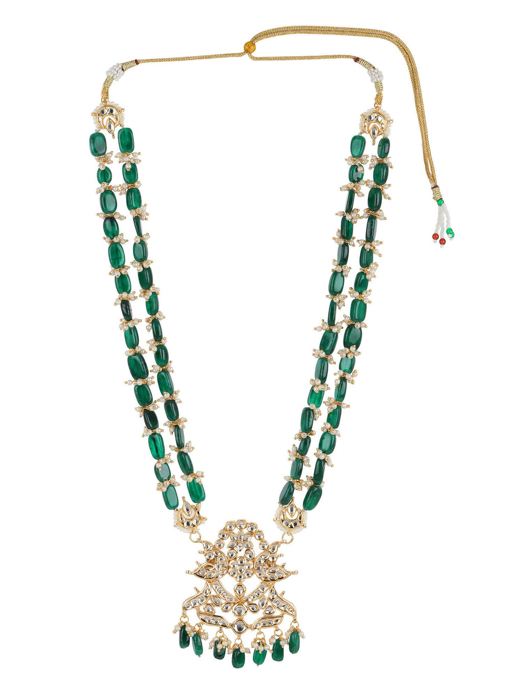 Gold-Toned Green Brass Gold-Plated Necklace - Ruby Raang - Distacart