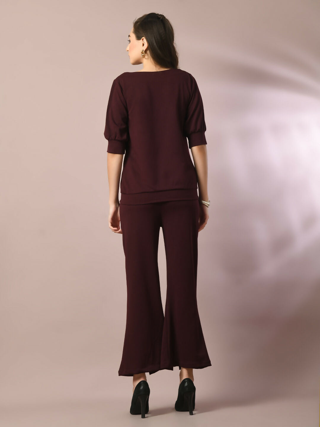 Myshka Women's Coffee Brown Solid Party Parallel Trousers