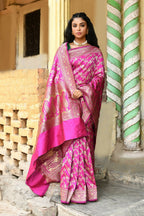 Joban Fashion Pink Soft Pure Handloom Banarasi Silk Saree
